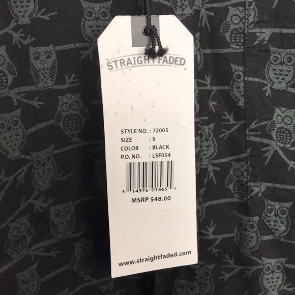 NWT Straight Faded Button Down Shirt Owl Pattern - Picture 6 of 8